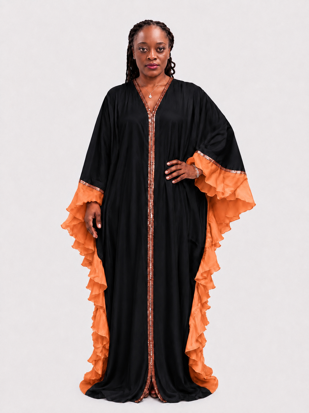 Mighty-Fessy-Women-Black-peach-Royal-Abaya-African-Boubou-225.50